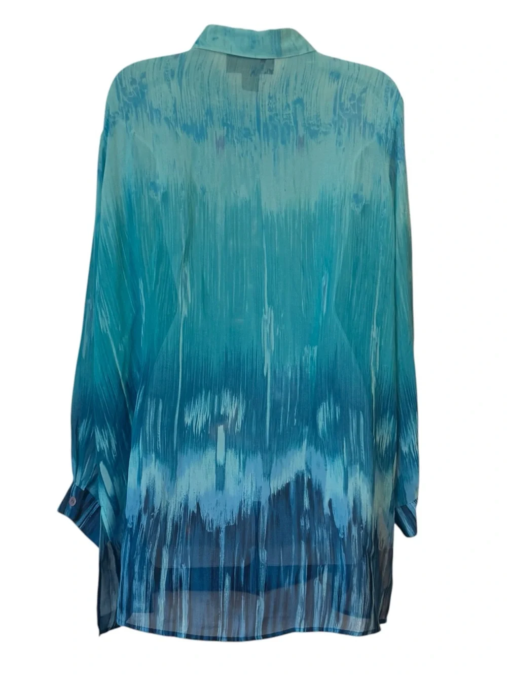 GORGEOUS Lane Bryant Aqua to Teal Ombre Button-Up Top PLUS: 14/16 #C - Picture 5 of 7